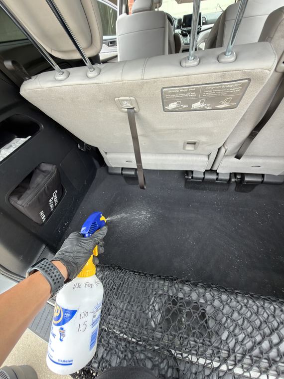 Carpet treated by hand, section by section after detailing by Aero Detailing, South Lyon MI